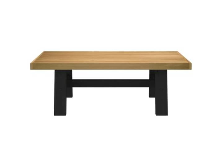 KTHLBRH Couchtisch NOAIN 120 x 60 x 40 cm Massivholz Kiefer Beine A Natürliche Tischplatte, schwarze Beine, stabil und langlebig, pflegeleicht, für Wohnzimmer