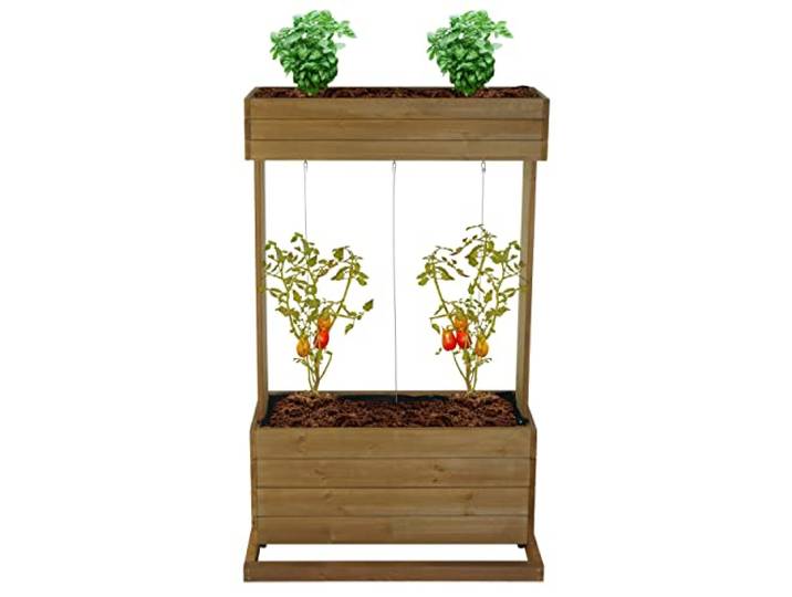 Mendler Hochbeet HWC-L72 145x85x50cm Outdoor Tanne Holz, braun