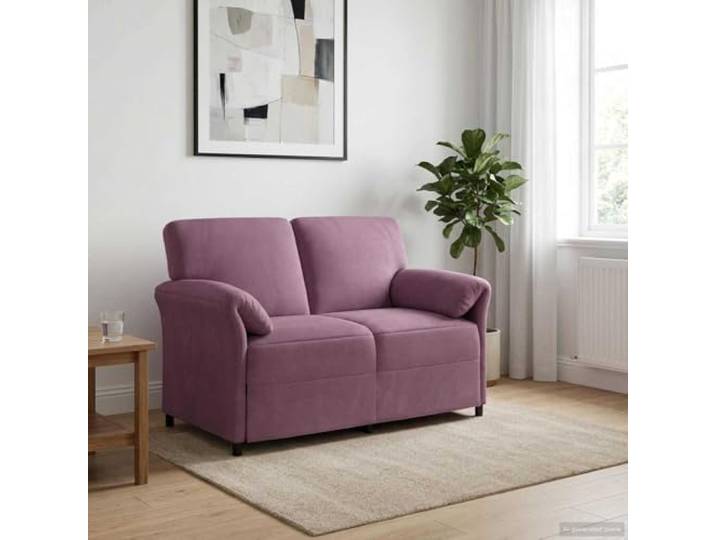 KGHERMDF 2-Sitzer Sofa Lila 138x83x95 cm Samt mit Metallrahmen Samtstoff, Metallrahmen, Schaumpolster, geschwungene Armlehnen, einfache Pflege, modernes Design