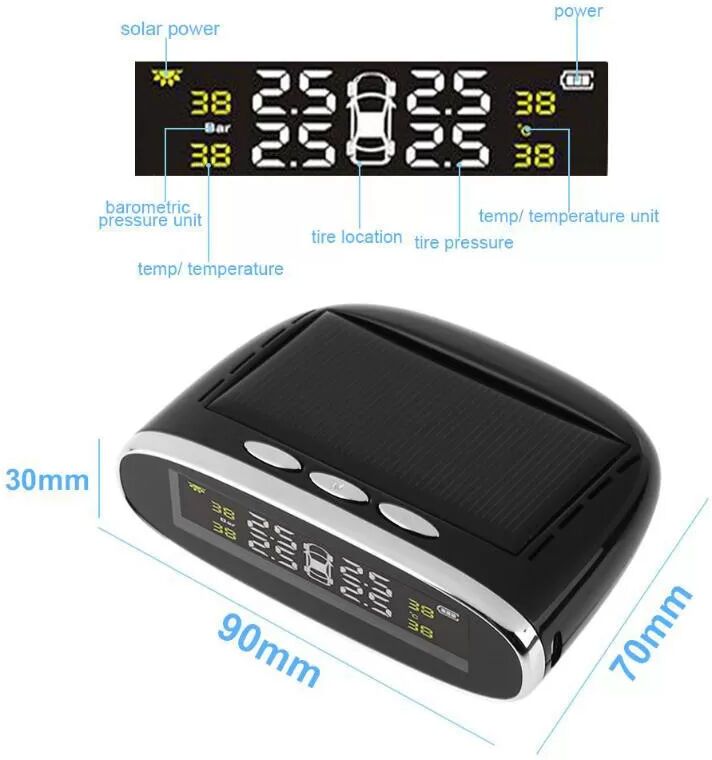 INF Système de surveillance de la pression des pneus TPMS à énergie solaire