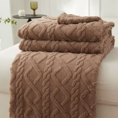 Inspire Curations Thick Sherpa Fleece Winter Throw Blanket coffee small 70x100cm