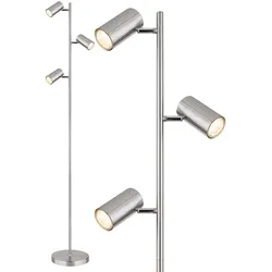 Stehlampe Standleuchte 3 Leuchten schwenkbare Stehlampe Stehleuchte Wohnzimmer Modern silber, 3 Flammig, Metall, 3x GU10, LxBxH 25x23x154 cm