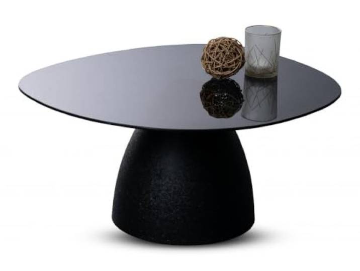 M2 Kollektion Couchtisch Filo 3, 86x40x76cm Glas schwarz, Gestell schwarz Kratzfest