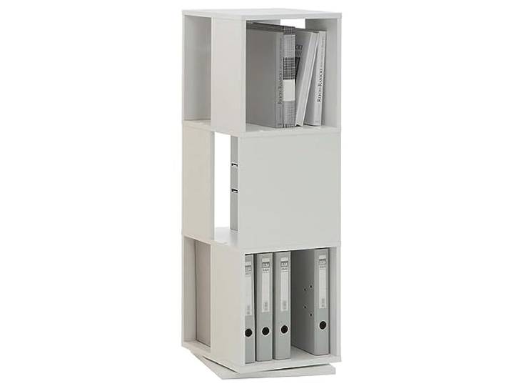 FMD Möbel, 291-001E Tower drehbares Regal, melaminharz beschichtete spanplatte, weiß, maße 34.0 x 108.0 x 34.0 cm (BHT)