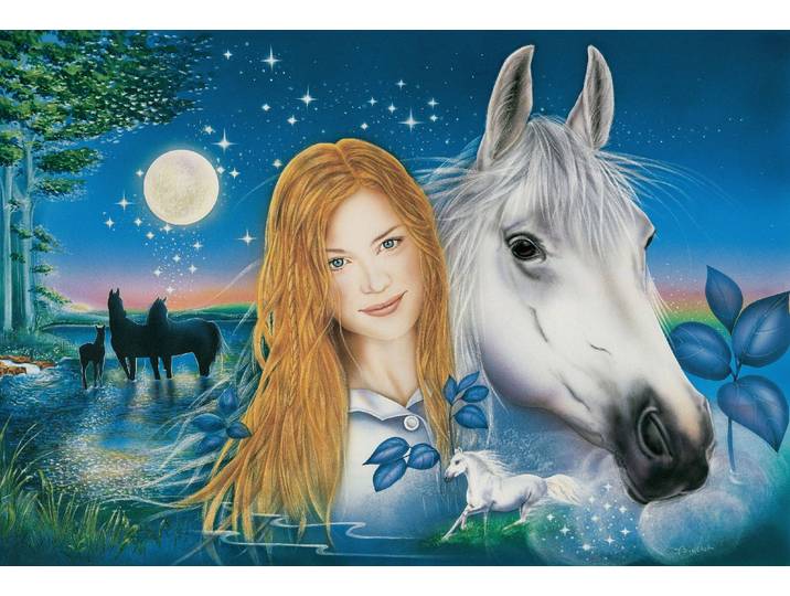 Fototapete PAPERMOON PFERDE DESIGN-PFERD MALEREI KUNST GEMÄLDE WANDBILD XXL , bunt, B:2m L:1,49m, Vlies, Tapeten, Fototapete