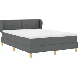 vidaXL Boxspringbett mit Kopfteil Dunkelgrau 140 x 200 cm Stoff