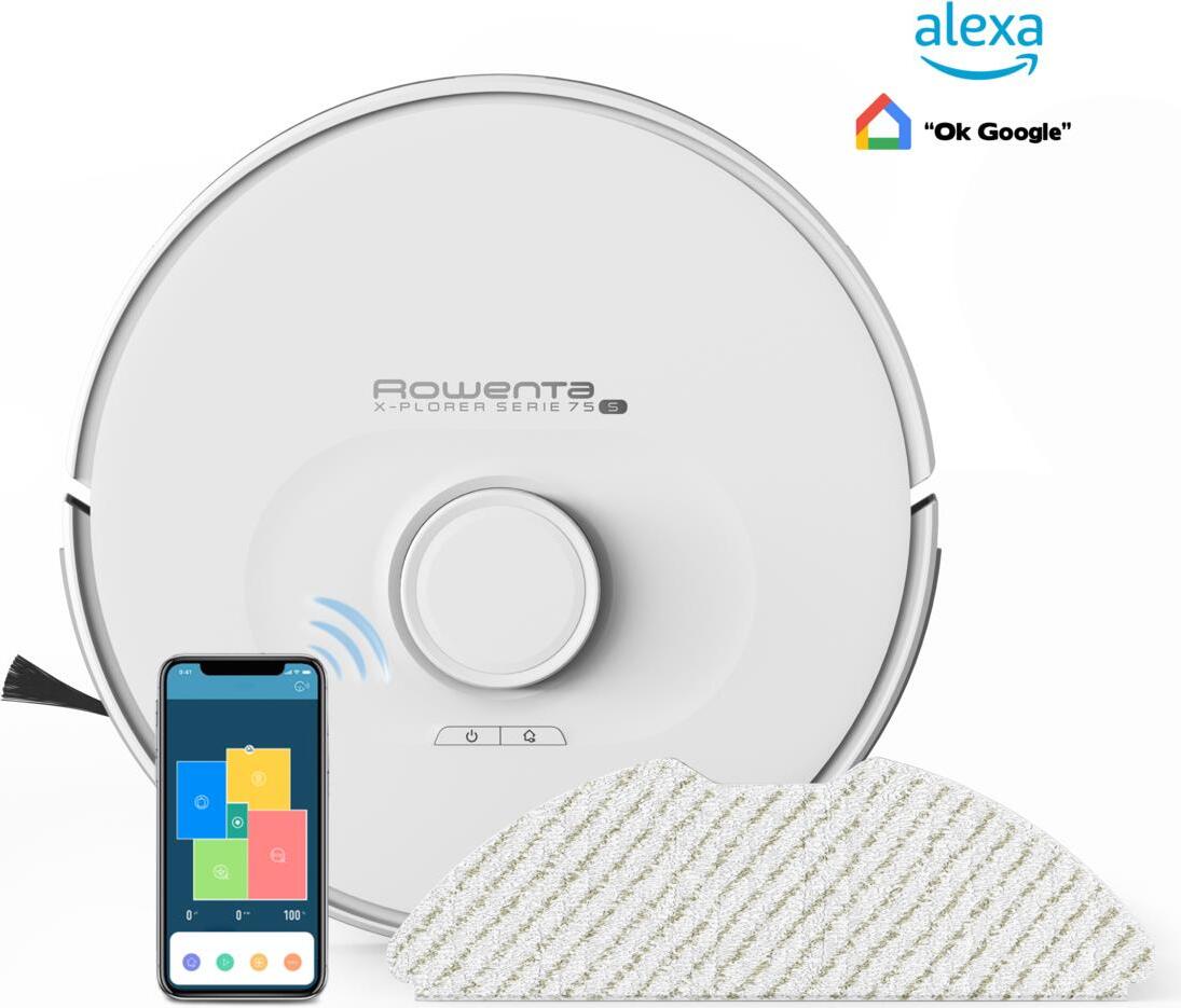 Rowenta X-Plorer Serie 75S Saugroboter RR8567, Beutellos, Weiß, Rund, 3 Rad/Räder, Ladend, 65 dB