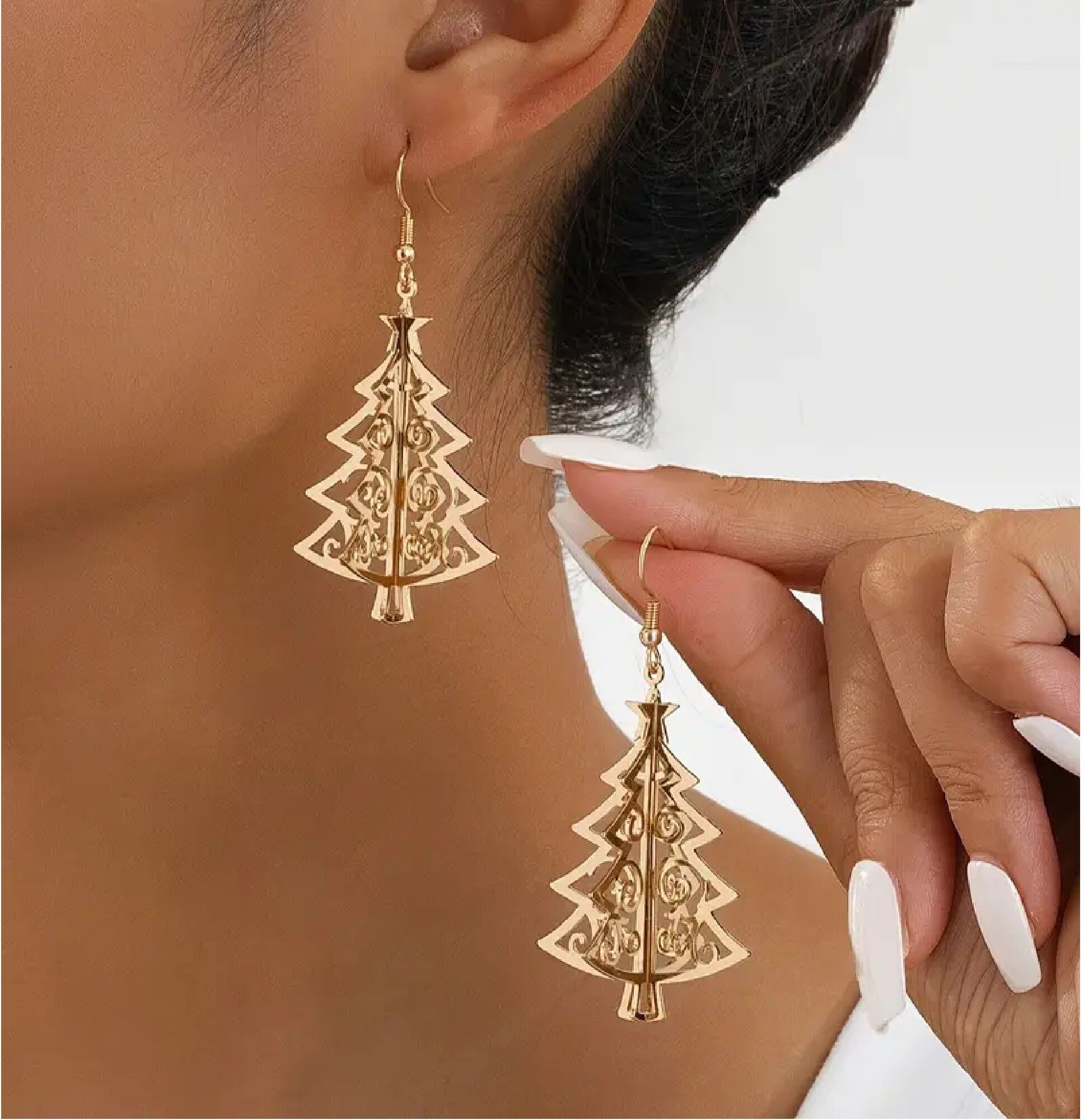 Paar Ohrhänger ADELIA´S "Adelia's Weihnachtsschmuck Ohrringe Ohrhänger Weihnachtsbaum aus Edelstahl", gold, Ohrringe, Damen, Paar Ohrhänger, Weihnachtsschmuck Ohrhänger Weihnachtsbaum