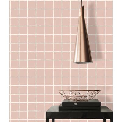 Vliestapete LIVING WALLS "LIMITED – Handgezeichnetes Karo", rosa, B:0,53m H:0m L:10,05m, Vlies, Tapeten, Lockeres Gittermuster mit handgezeichnetem Charakter