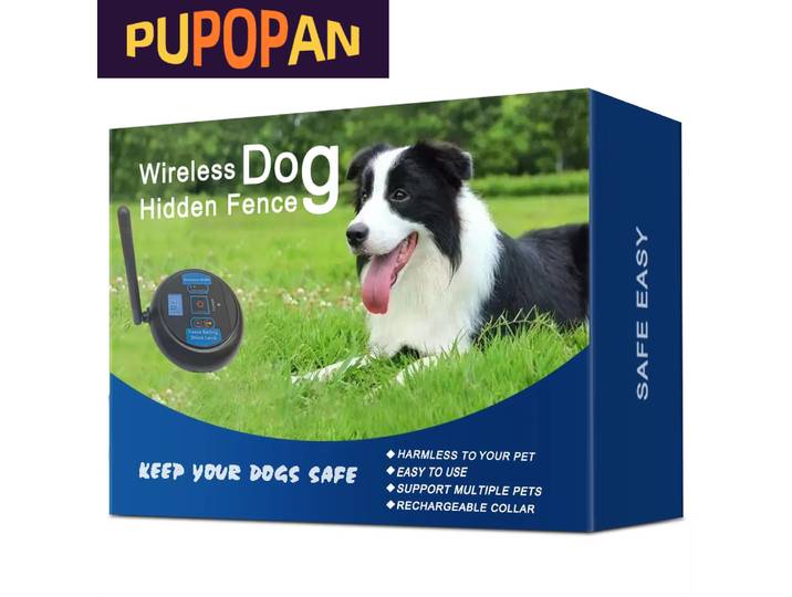 Système de clôture sans fil pour chiens, avec collier étanche, choc et Vibration réglables, confinement pour chiens de toutes tailles, portée de 200m