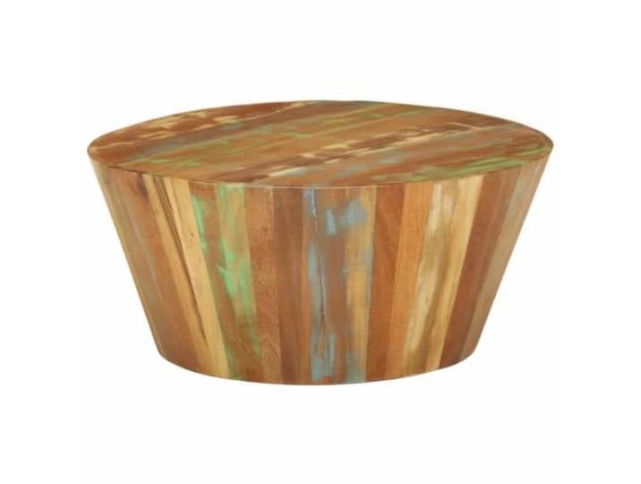 Roanoer Couchtisch Ø65x31 cm Altholz Massiv Rund Beistelltisch Handgefertigter runder Wohnzimmer Tisch aus buntem Recycling Holz, ideal als Ablage ohne Montage.