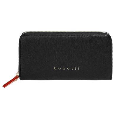 Geldbörse BUGATTI "BUGATTI Damen ELLA", Damen, schwarz, Kunstfaser, leicht glänzend, unifarben, Kleinlederwaren