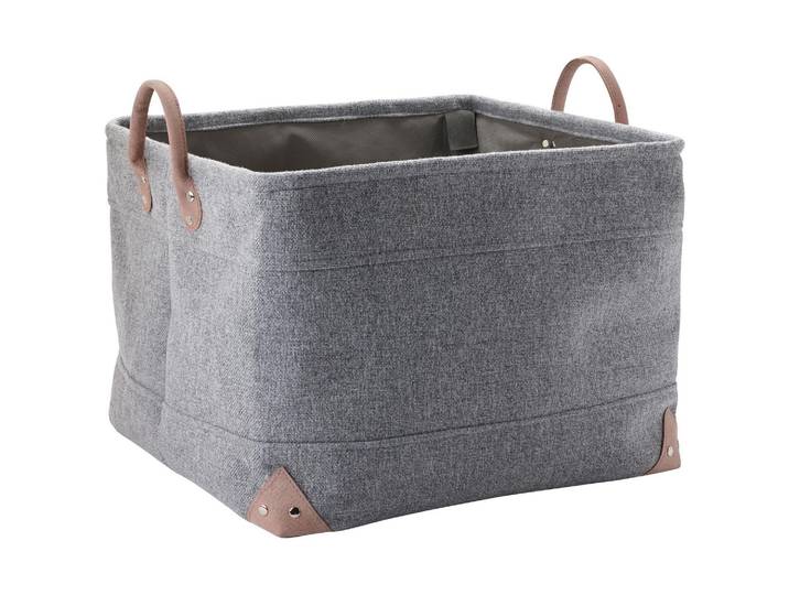 Aufbewahrungskorb AQUANOVA Lubin , grau, B:40cm H:30cm T:40cm, Baumwolle, Aufbewahrungsboxen, Aufbewahrungskorb