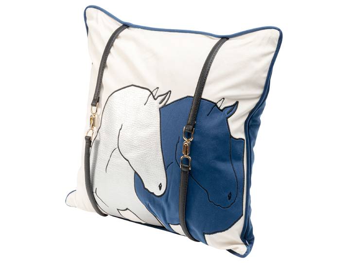 Coussin décoratif Cheval Date Bleu Bleu 45 x 45 x 15cm Polyester