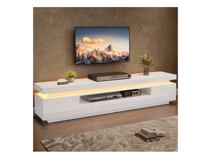 STILVORA Lowboard mit Schublade,TV-schrank Fernsehschrank mit LED&halboffenem Stauraum