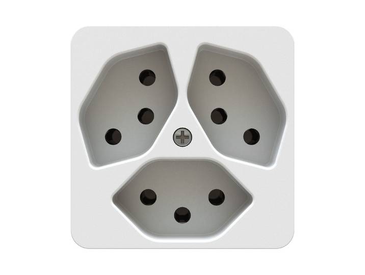 Max Hauri Steckdose 3x Typ 13 Einsatz +Frontplatte weiss