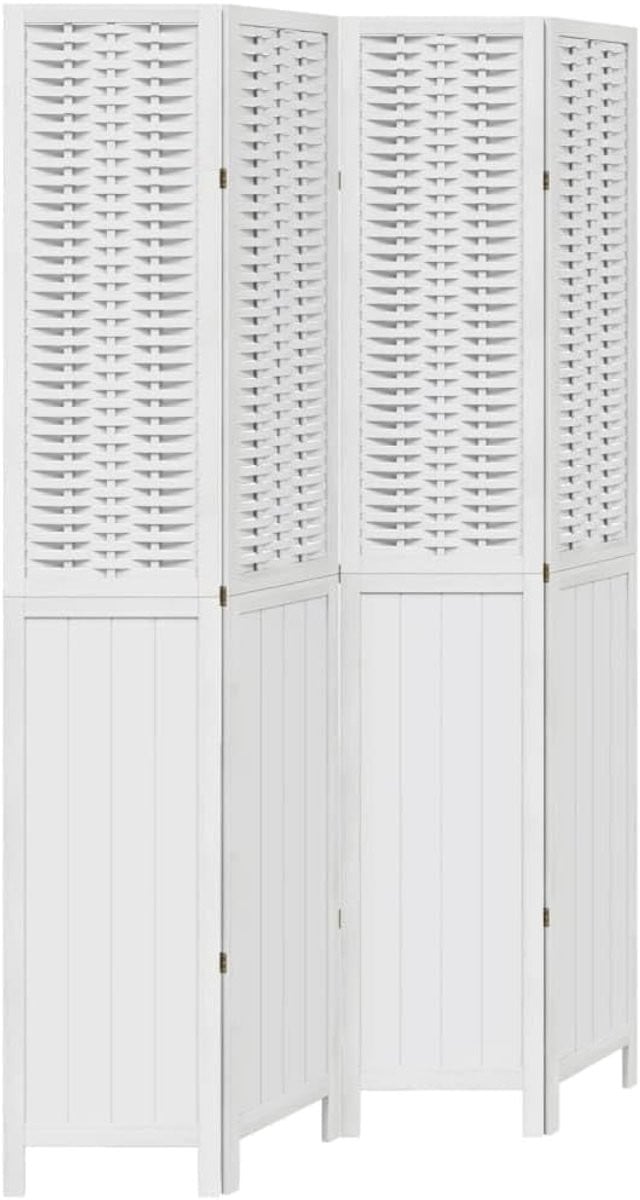 4-delig houten roomdivider scherm wit - kamerscherm voor woonkamer en slaapkamer