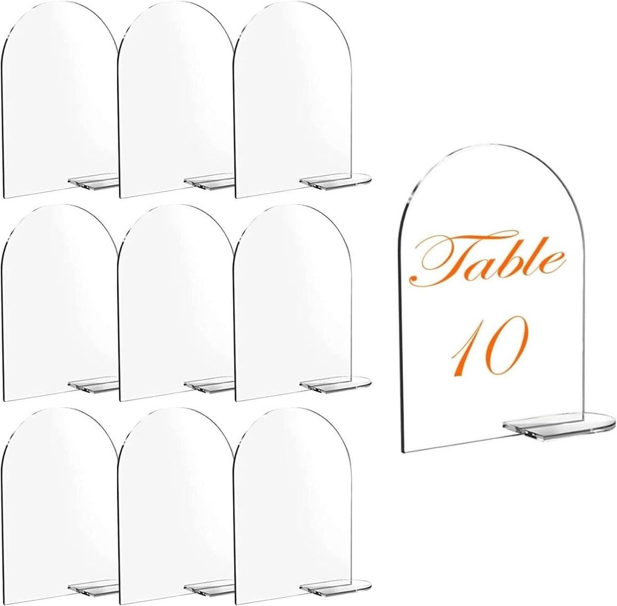10 Stuks Curved Blank Card Holder - Heldere Acryl Tafelpanelen voor Feestjes en Evenementen