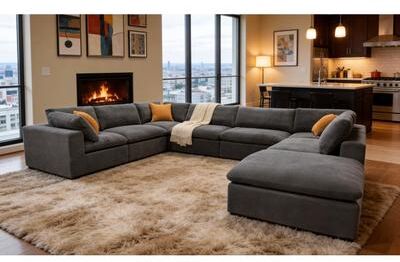 Modern Polyester Blend Modular Sectional with Custom Configuration by GDFStudio