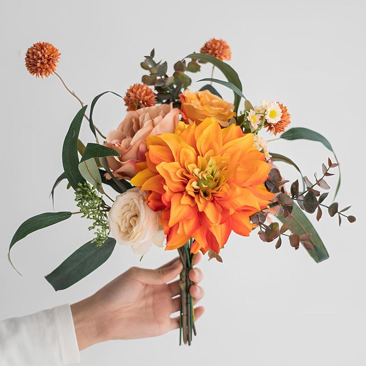 Kunstbloemen Boeket Geel Oranje - Levensecht Decoratief Nepbloemen Boeket - Hoogte: 30 cm
