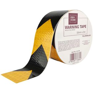 Idea-Home Warnband 111178, Reflektorband, selbstklebend, gelb / schwarz, 50mm x 5m