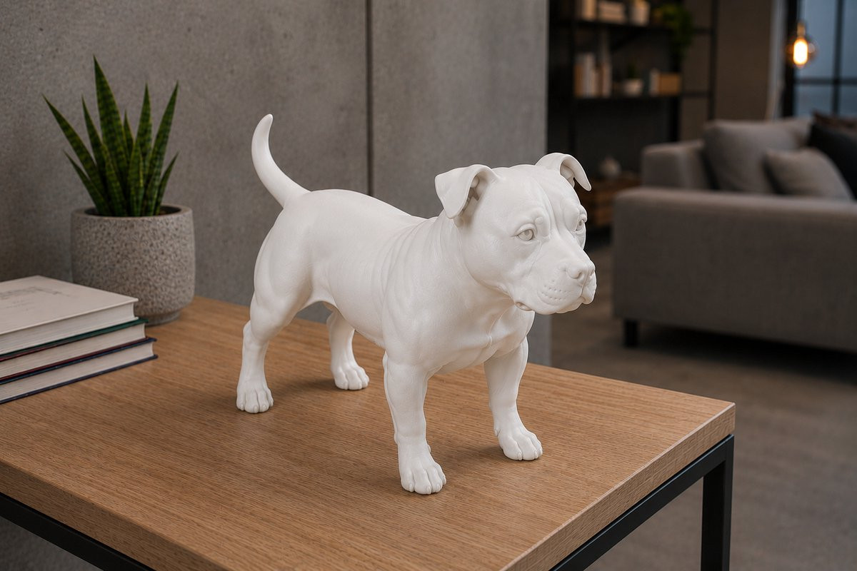 American Staffordshire Terrier Hondenbeeldje - Decoratief Wit 3D-geprint Beeldje