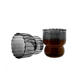 Mulex Mulex 2er Set Riffle Design Gläser aus Borosilikat – Schwarz