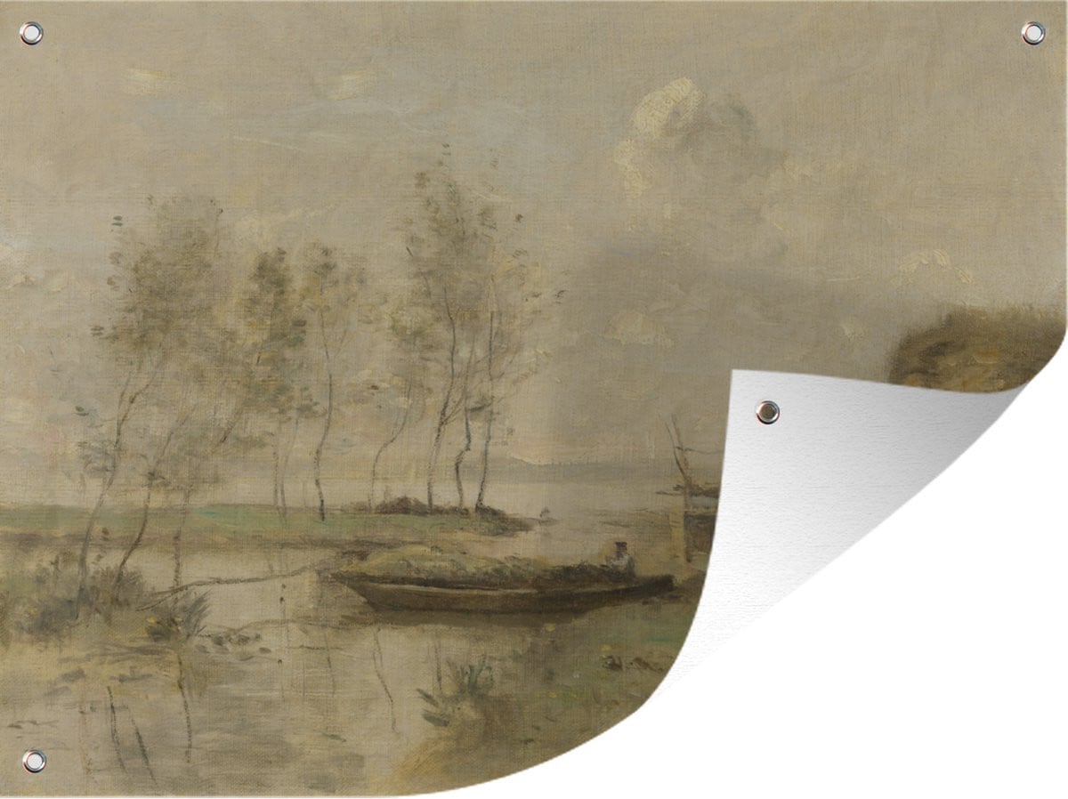 Tuindecoratie Tuinposter Souvenir of Palluel van Jean-Baptiste Camille Corot - Buiten decoratie voor in de tuin - B/H: 160 x 120 cm