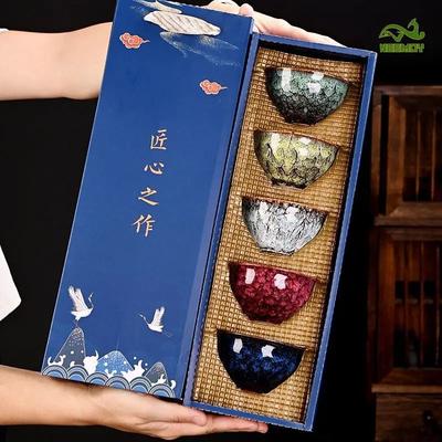 Inspire Select Harmony Elements Ceramic Kung Fu Tea Set Five Elements Chinese Master Cup & Teacup Gift Collection d 3.4 6.8 Fl Oz