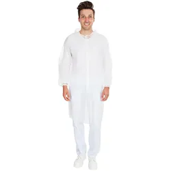 Hygostar,  Besucherkittel ECO HYGOBASE, weiss, XL aus PP-Vlies, 30 g/qm, mit Druckknöpfen & Hemdkragen (XL)