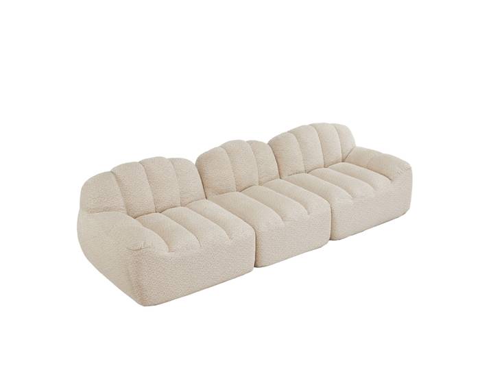 Canapé Modulable 3 Places Sans Structure\, Mousse Haute Densité 32d\, Beige Modenuit