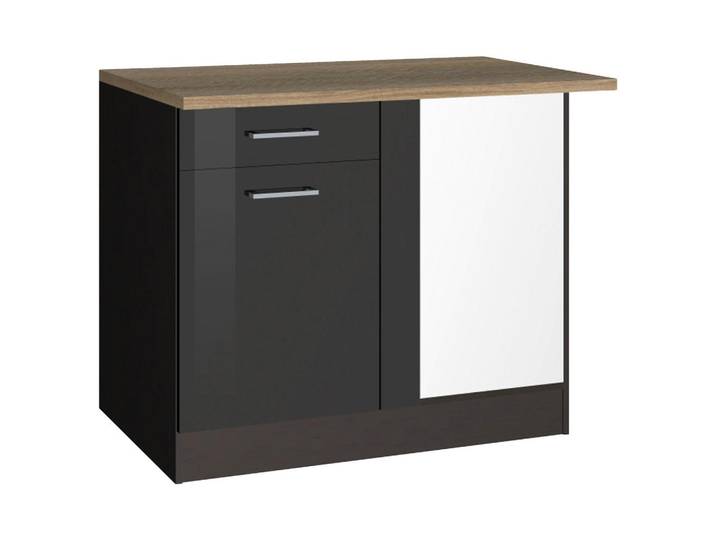 Eckunterschrank, Graphit, 110x85x60 cm, Holzwerkstoff, 1 Fächer & 1 Schublade, Modern, Held-Möbel