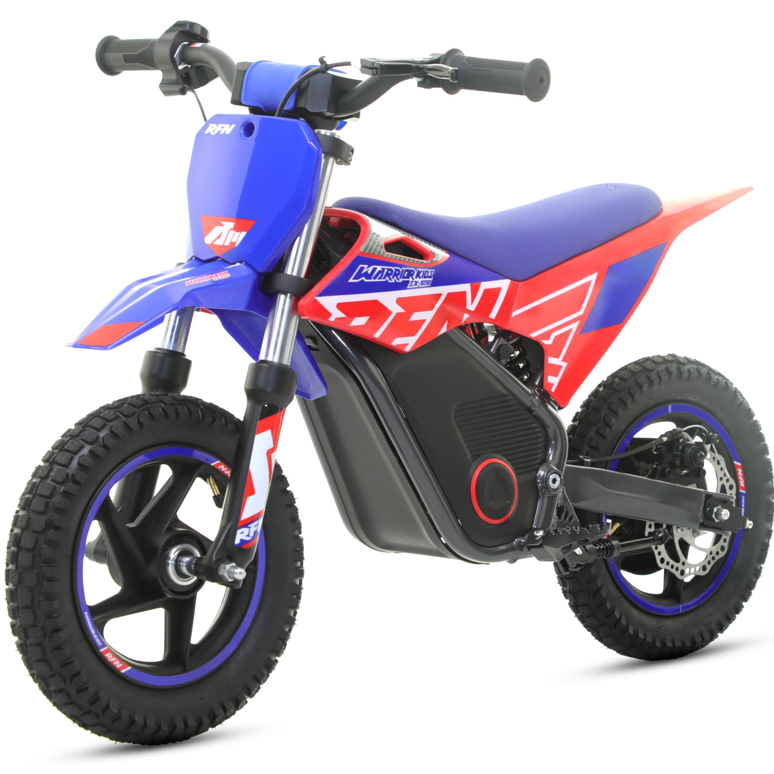 RFN 12-Zoll Kinder Elektro Motorrad mit Stütz, 250 W Motor, 36 V/5,2 Ah Akku, 3 Geschwindigkeiten, 18 km Reichweite, IPX5 wasserdicht, mechanische Bre