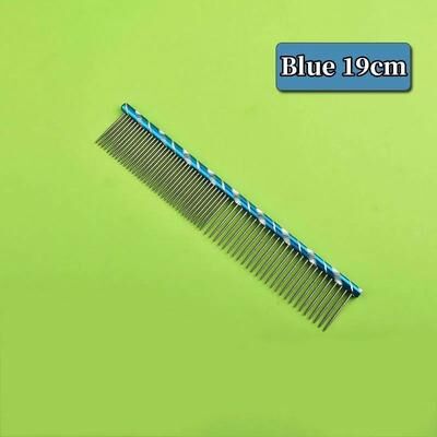 Inspired Finds ProGroom Stainless Steel Pet Comb Lightweight Detangling & Cleaning Comb For Cats And Dogs blue 7.48in