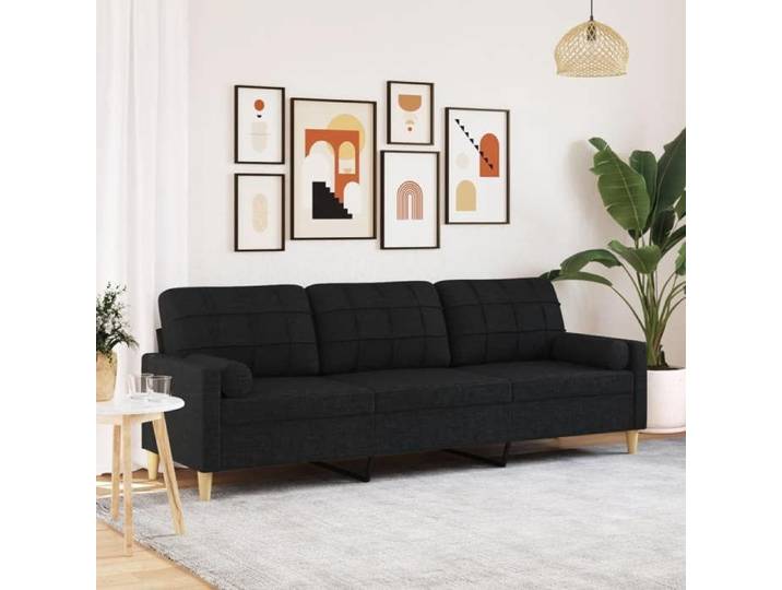 Canapé 3 places avec oreillers décoratifs noir 210 cm tissu canapé canapé de salon canapé 3 places en tissu 3278205