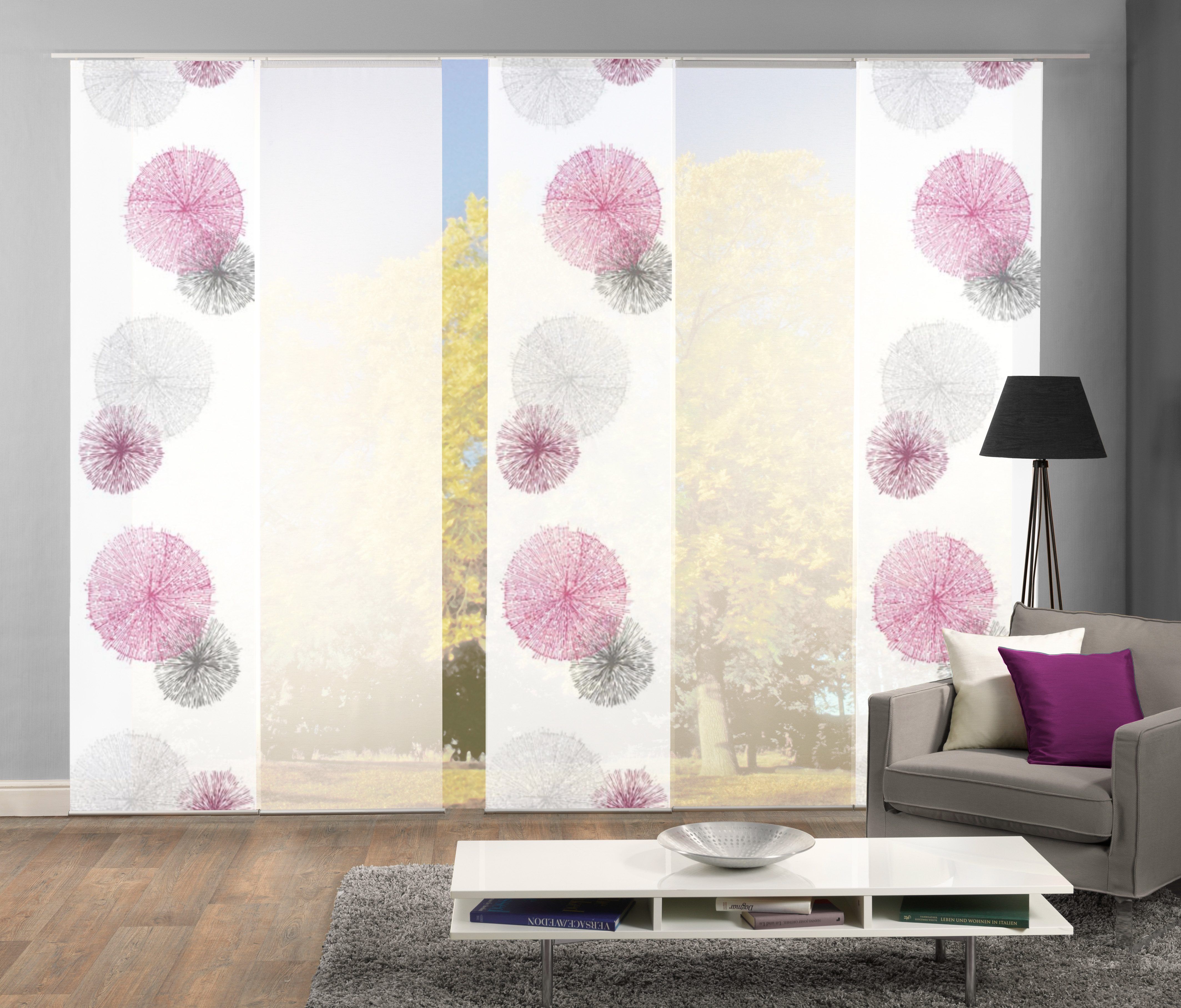 Schiebegardine HOME WOHNIDEEN "SCOPPIO", lila (flieder), B:60cm H:245cm, Polyester, Gardinen, Schiebegardine, HxB: 245x60, inkl. Befestigungszubehör flieder 245cm, Paneelwagen, 60cm