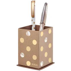 herlitz Stiftehalter Pure Glam 6,5 x 6,5 x 10,0 cm braun mit metallic Punkten