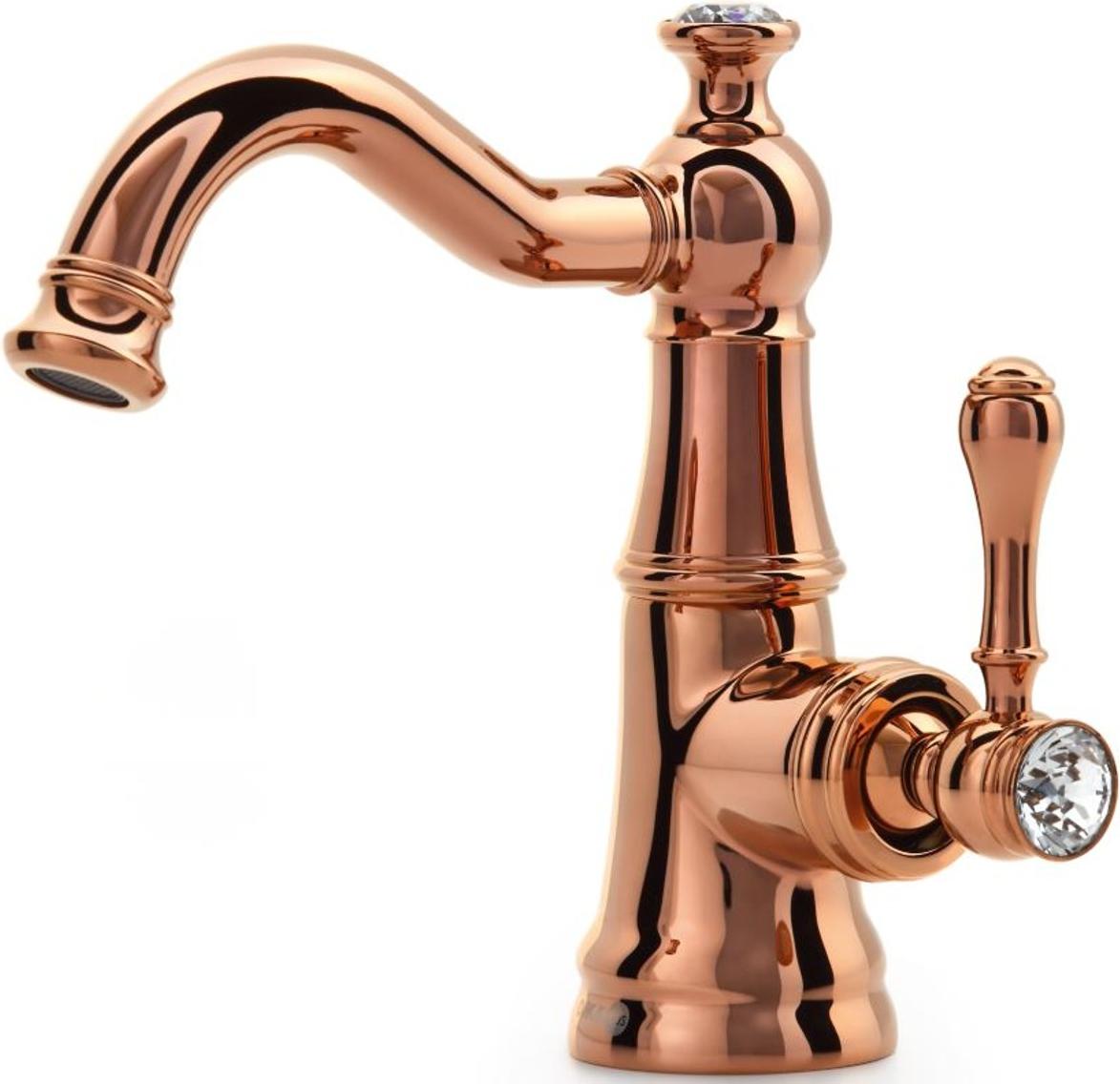 Casa Padrino Luxus Jugendstil Waschtischarmatur mit Kristallglas H. 20,8 cm - Verschiedene Farben - Neoklassische Badezimmer Accessoires - Luxus Bad Zubehör