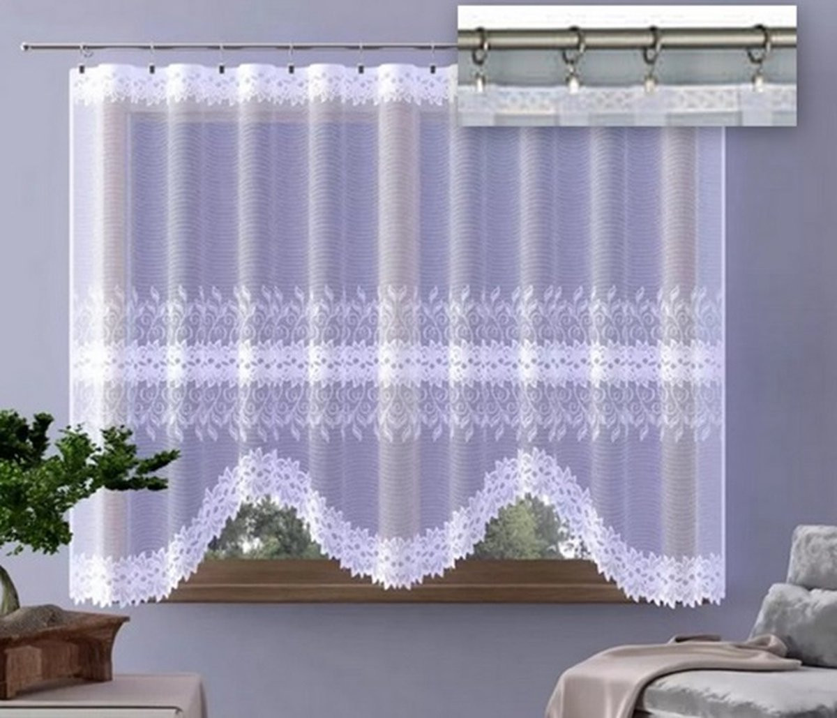 Wisan Jacquard Vitrage Saskia Gordijn - Wit - 310 x 150 cm