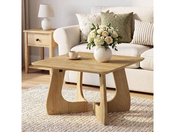 Table Basse Little Tree 80×80×50 cm Table de Salon avec Pieds Entrelacés Originaux Pour Chambres Salon Marron
