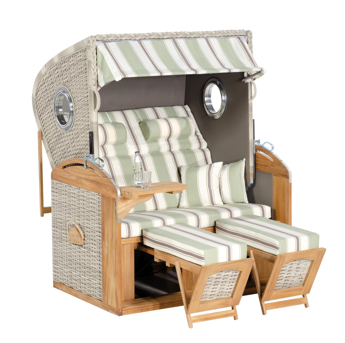 MUESING Strandkorb Rustikal 305 Z XL Comf., KS white-coral, Teak 16929283