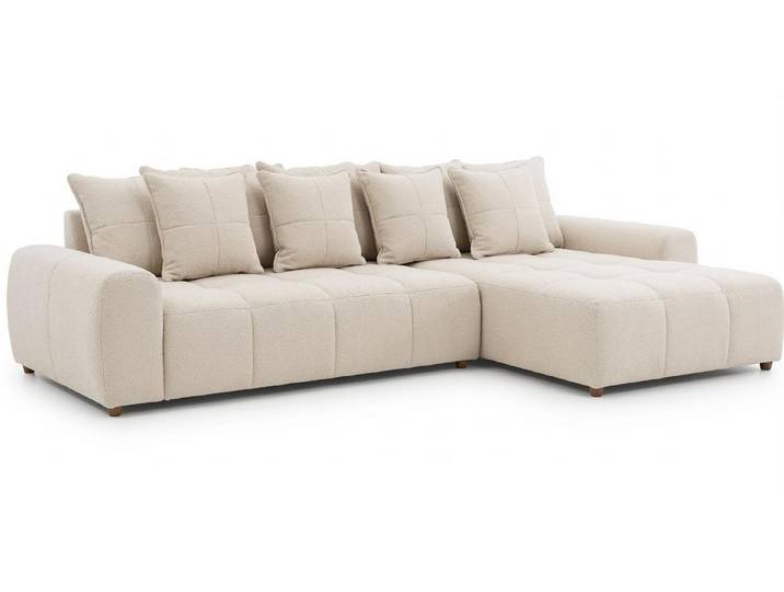 Xlmoebel Ecksofa Modernes beiges L-förmiges Ecksofa Stoffsofa mit Kissen Wohnzimmer, 1 Teile, Modernes Design