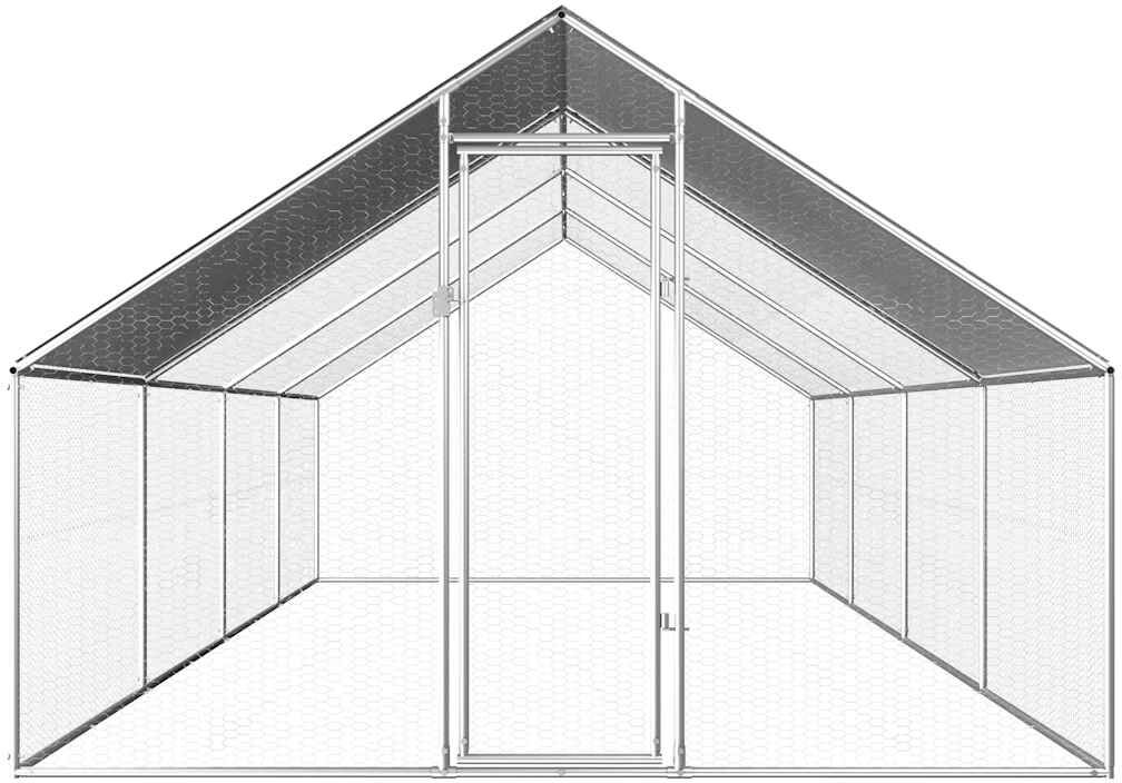 vidaXL Jaula gallinero de exterior de acero galvanizado 2,75x8x1,92 m Plateado