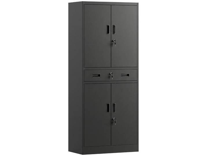 Homcom Metallschrank Stahl Schwarz, Metall, 40x180x75 cm, Freizeit & Co, Heimwerken, Werkstatteinrichtung