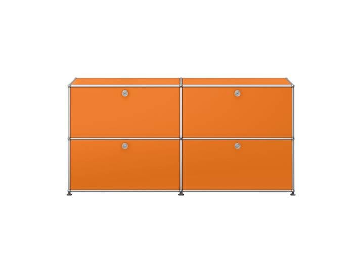 USM Haller Sideboard 2-fach breit 4 Klapptüren reinorange ohne Schloss 153x74x38 cm