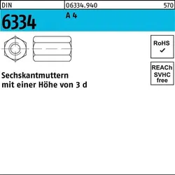 Sechskantmutter DIN 6334 M20 SW30 A 4 10 Stück