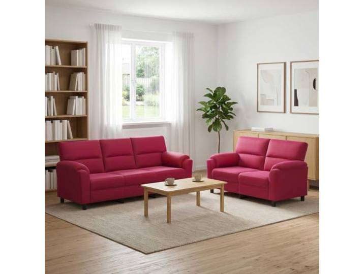 Sofa-Set 2 pcs Weinrot Samt Metallrahmen,Kissenrücken,Konische Beine,weicher Samt,trockenes Tuch