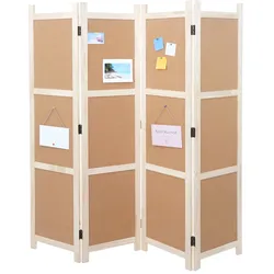 Paravent HWC-G52, Raumteiler Trennwand Sichtschutz, Pinnwand Kork ~ braun, 4 Panele 166x160cm