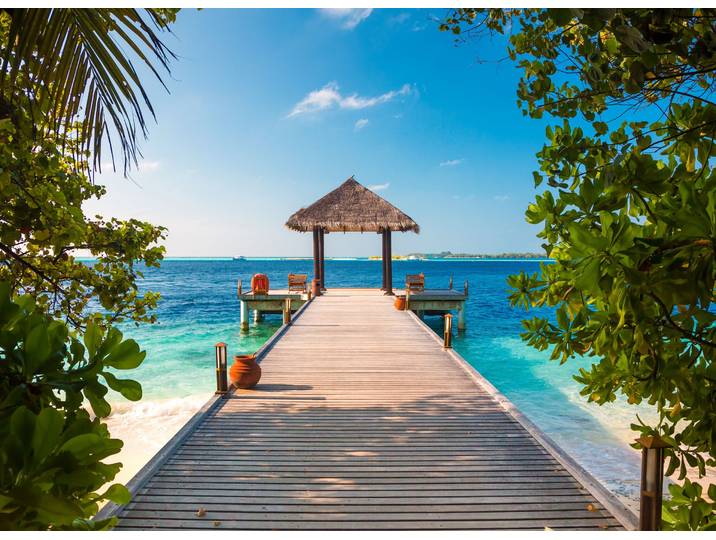 Fototapete PAPERMOON Maldives Jetty , bunt, B:2,5m L:1,86m, Vlies, Tapeten, Fototapete