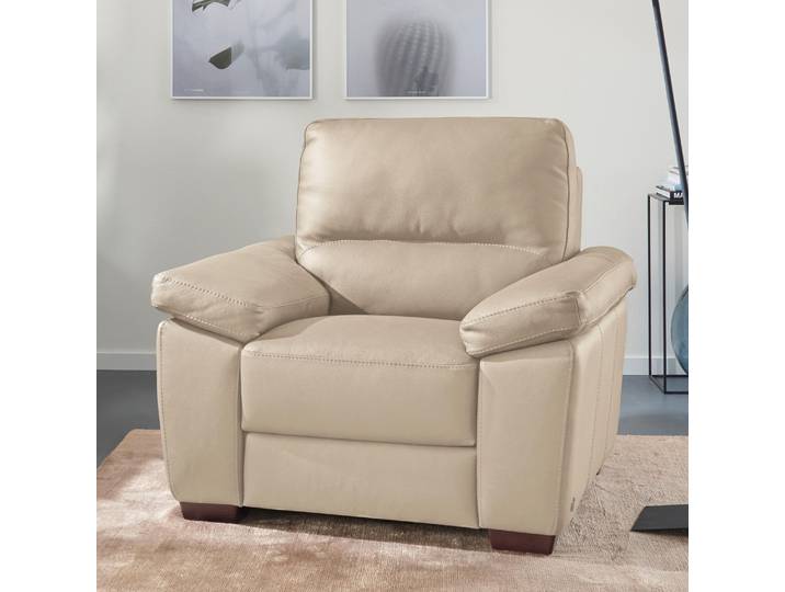 Sessel CALIA ITALIA Gaia, hochwertiger, edler Ledersessel mit erstklassigem Sitzkomfort , beige, B:100cm H:92cm T:94cm, Leder SORRENTO - 100% Leder;Leder BULL - 100% Leder, Sessel, Sessel, in zwei hochwertigen Lederqualitäten